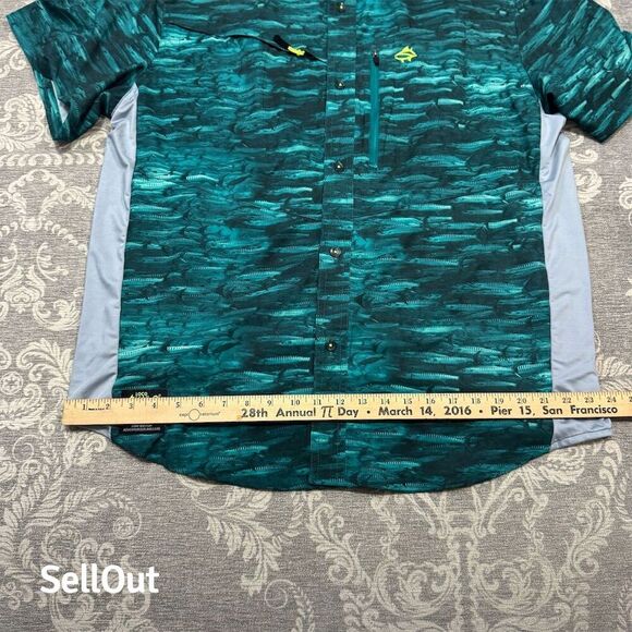 Loco Kaile Men's XL Green Graphic Print Fishing Shirt Short Sleeve - Picture 4 of 8